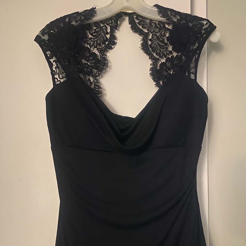 Womens black formal cap sleeves long dress